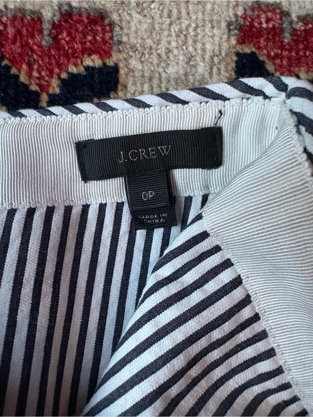 J.Crew Pencil Skirt Striped Cotton Navy Blue White Size 0P Preppy Office - Picture 2 of 6